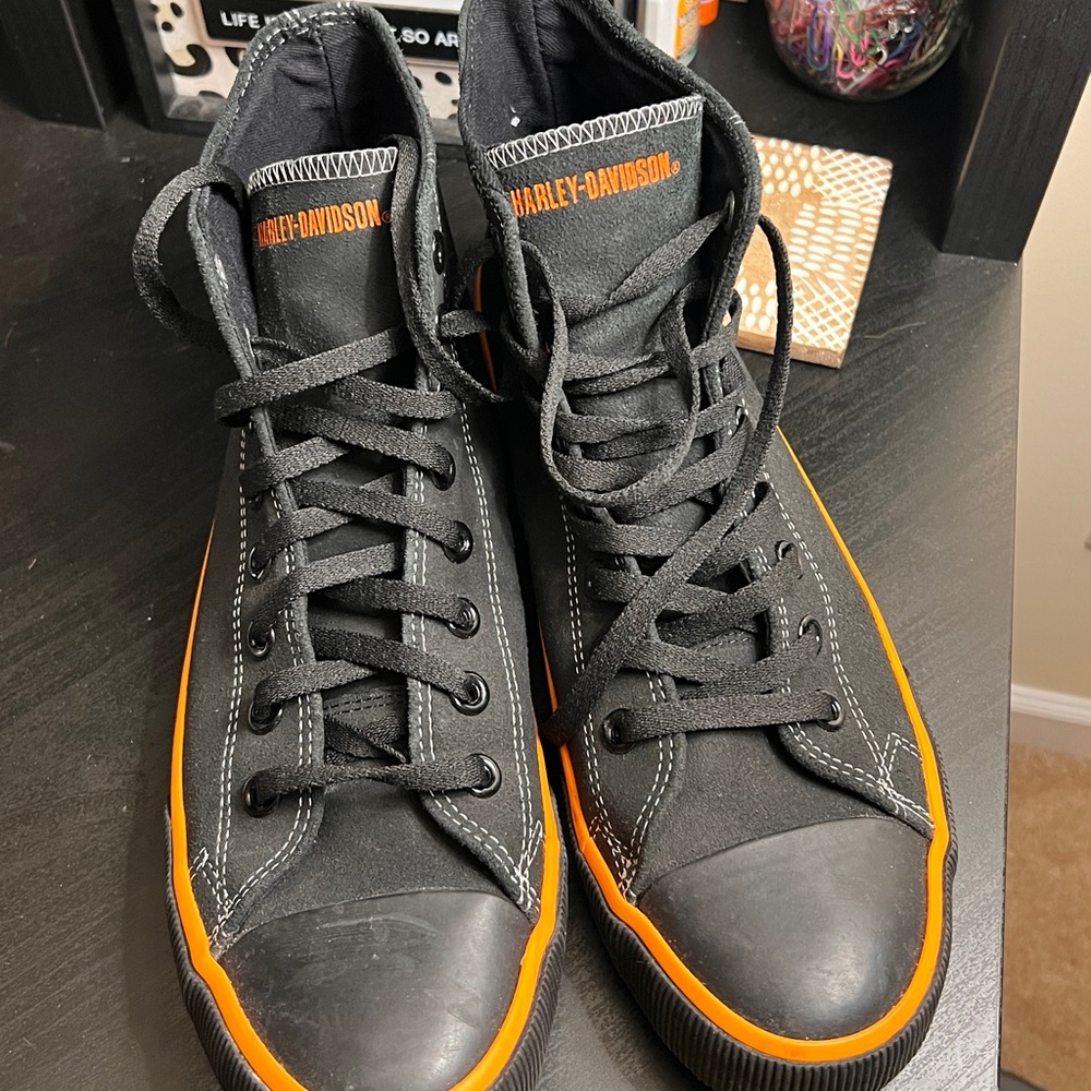 Harley-Davidson Black and Orange Sneakers